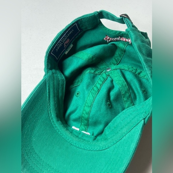 Vineyard Vines Forest Green Hat Red Whale Logo Pattern Hat - Picture 4 of 7